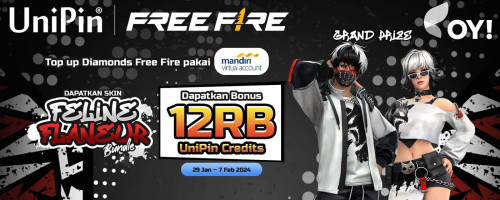 Top Up Diamonds Free Fire Pakai Mandiri Virtual Account Dapatkan Cashback 12rb dan Feline Flaneur Bundle